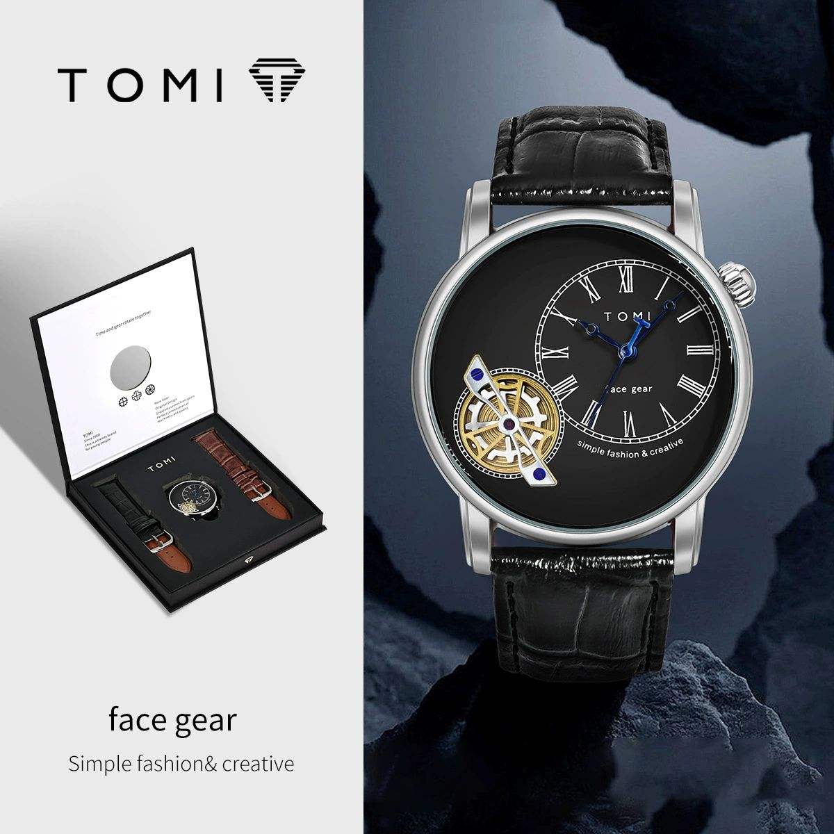 TOMI T-103 Face Gear Dual Strap Watch