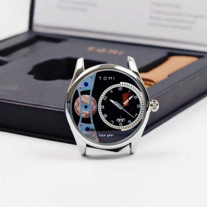TOMI T-105 Face Gear Luxury Watch – Dual Strap Edition with Date Display & Premium Gift Box
