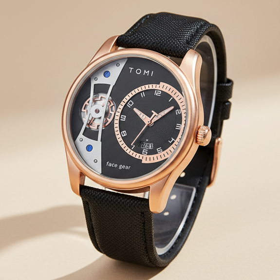 TOMI T-105 Face Gear Luxury Watch – Dual Strap Edition with Date Display & Premium Gift Box