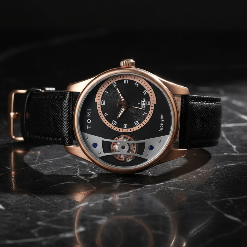 TOMI T-105 Face Gear Luxury Watch – Dual Strap Edition with Date Display & Premium Gift Box