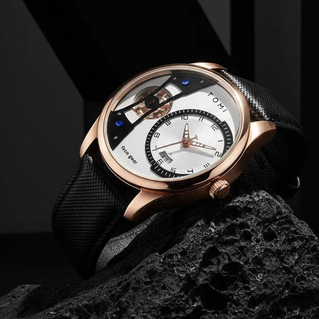 TOMI T-105 Face Gear Luxury Watch – Dual Strap Edition with Date Display & Premium Gift Box