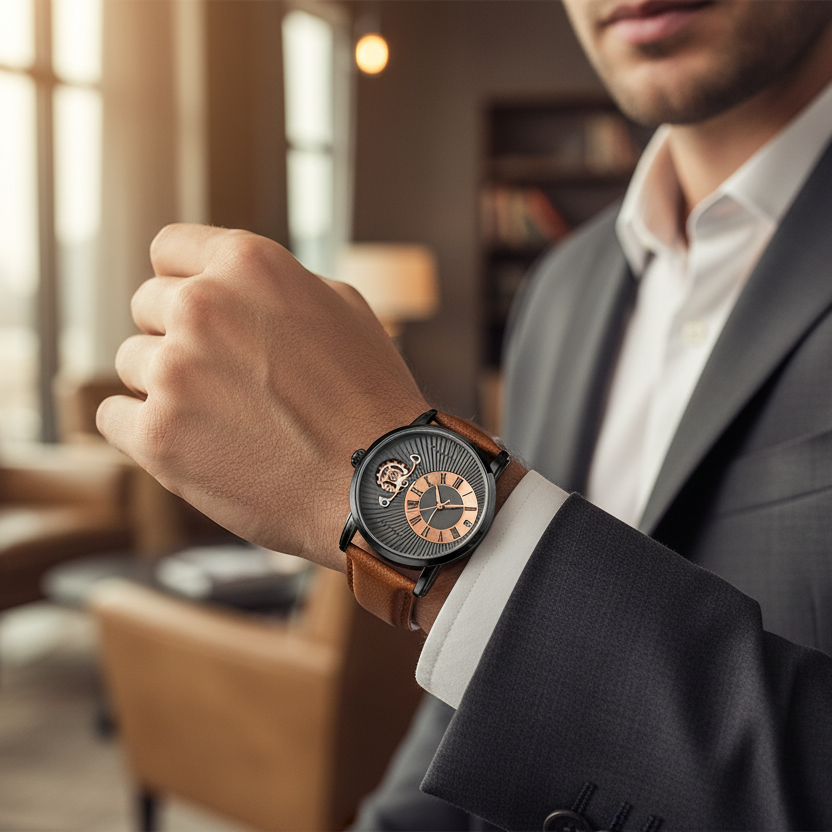TOMI T-104 Face Gear Dual Strap Luxury Watch