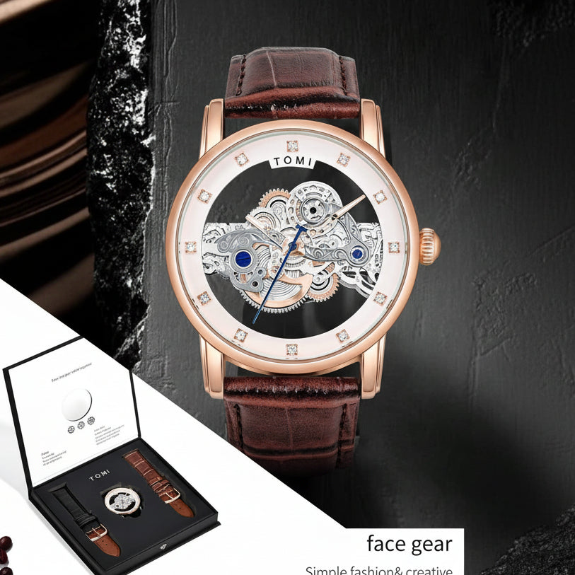 TOMI T-102 Face Gear Dual Strap Luxury Watch
