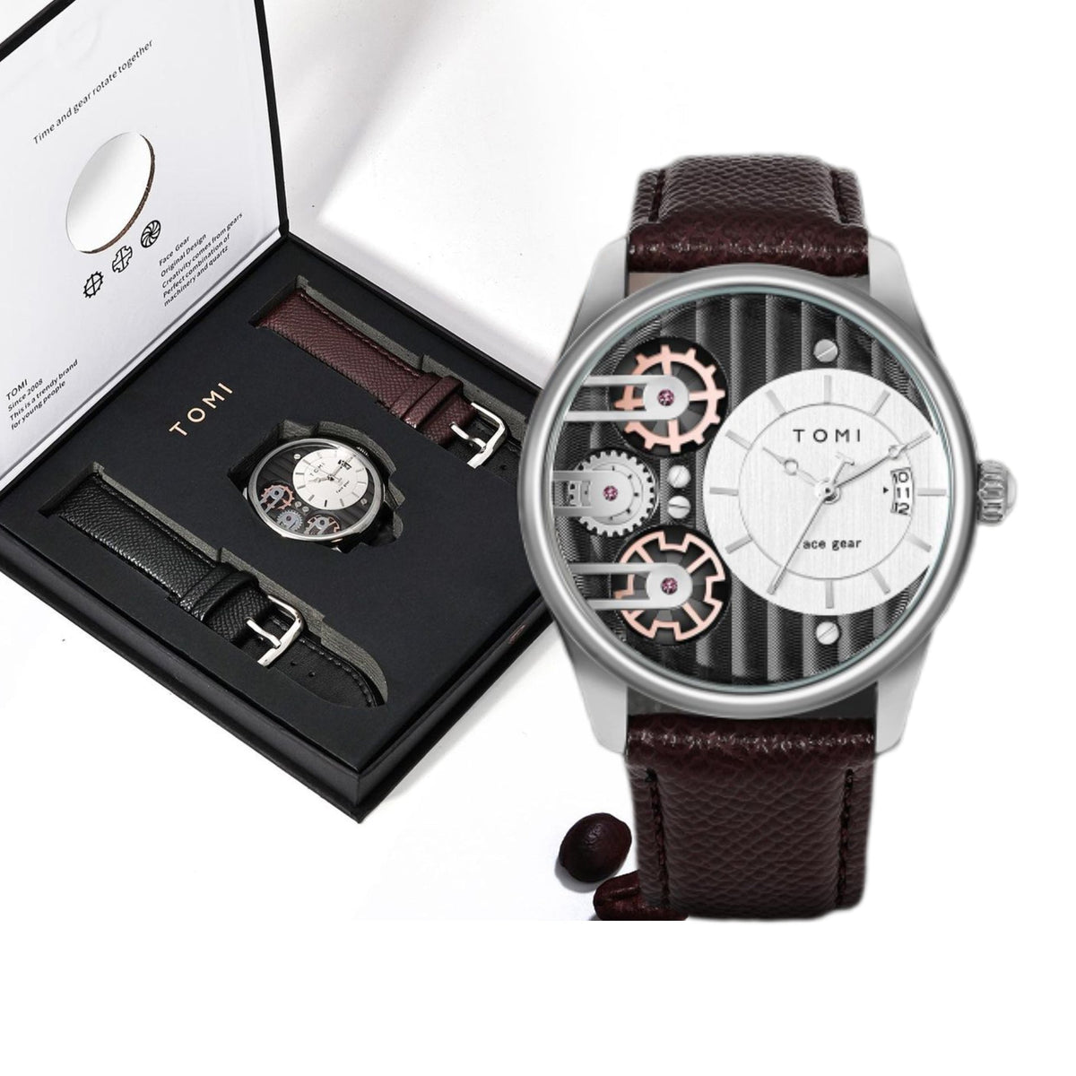 TOMI T-106 Face Gear Dual Strap Luxury Watch
