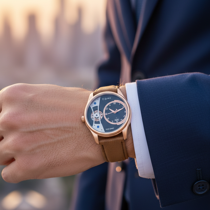 TOMI T-105 Face Gear Luxury Watch – Dual Strap Edition with Date Display & Premium Gift Box