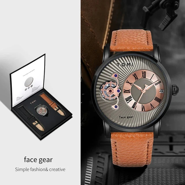TOMI T-104 Face Gear Dual Strap Luxury Watch