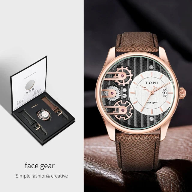 TOMI T-106 Face Gear Dual Strap Luxury Watch