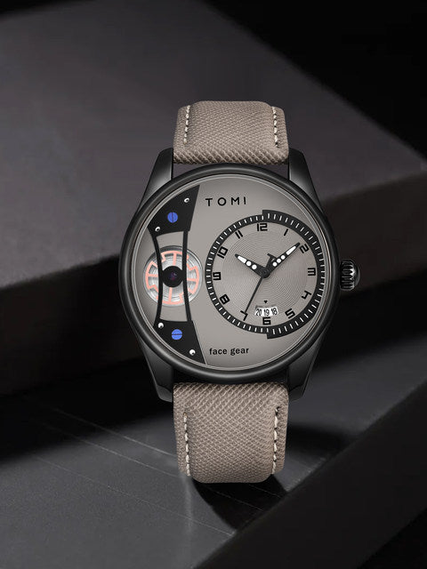 TOMI T-105 Face Gear Luxury Watch – Dual Strap Edition with Date Display & Premium Gift Box