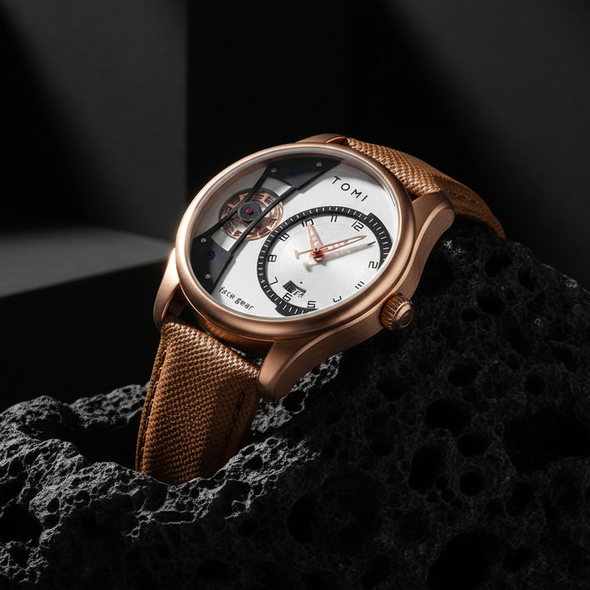 TOMI T-105 Face Gear Luxury Watch – Dual Strap Edition with Date Display & Premium Gift Box